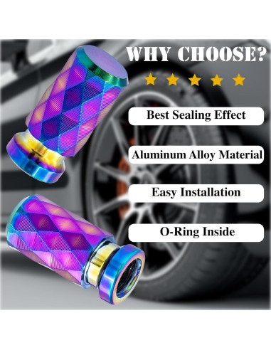 4 Tapones de Válvula de Neumático MEAJOO Coloridos 20mm