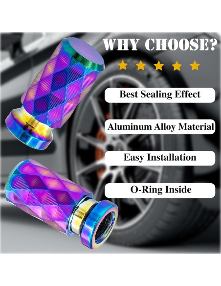 4 Tapones de Válvula de Neumático MEAJOO Coloridos 20mm