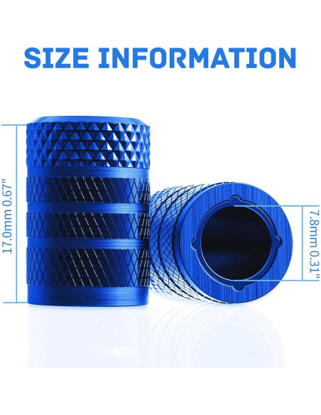 Tapas de Válvula de Neumático vcoyeix, Aluminio Anodizado, 4 pcs, Azul