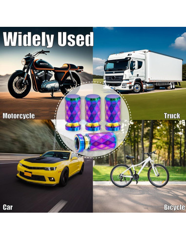 4 Tapones de Válvula de Neumático MEAJOO Coloridos 20mm