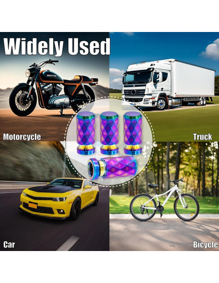 4 Tapones de Válvula de Neumático MEAJOO Coloridos 20mm