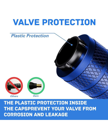 Tapas de Válvula de Neumático vcoyeix, Aluminio Anodizado, 4 pcs, Azul