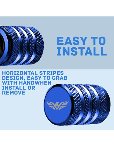 Tapas de Válvula de Neumático vcoyeix, Aluminio Anodizado, 4 pcs, Azul