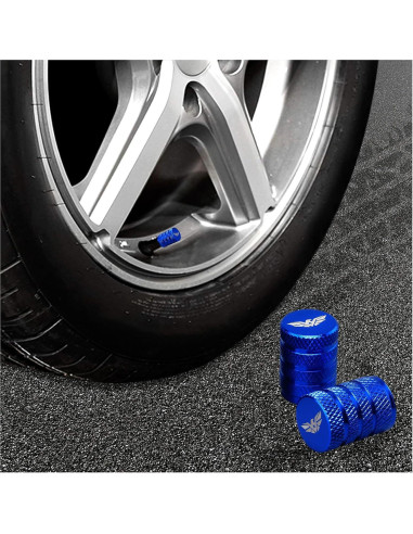 Tapas de Válvula de Neumático vcoyeix, Aluminio Anodizado, 4 pcs, Azul