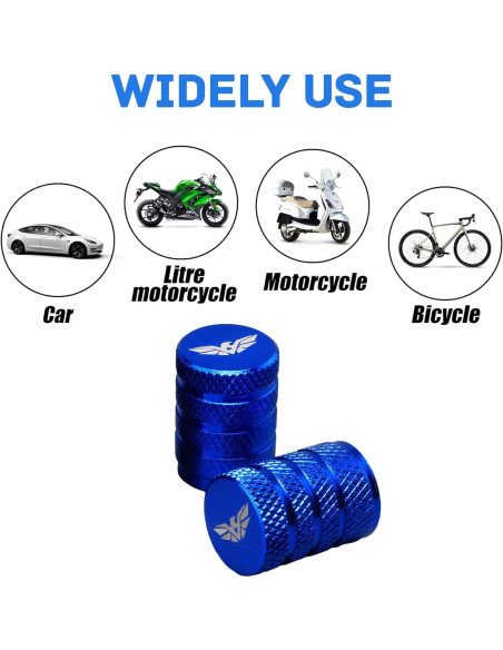 Tapas de Válvula de Neumático vcoyeix, Aluminio Anodizado, 4 pcs, Azul