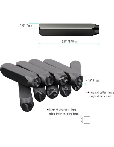 Juego de Sellos de Números y Letras FOCMKEAS 5mm 36 PCS