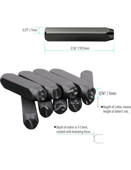 Juego de Sellos de Números y Letras FOCMKEAS 5mm 36 PCS