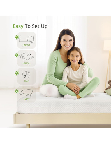 Colchón Twin EGOHOME 5 Pulgadas Espuma con Memoria Gel Verde