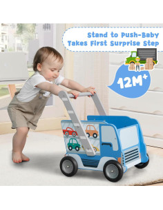 Andador de Madera labebe 2-en-1 para Bebés Azul 1-3 Años 2