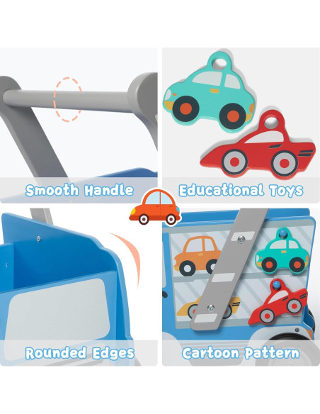 Andador de Madera labebe 2-en-1 para Bebés Azul 1-3 Años