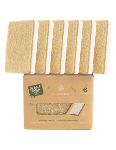 Esponjas de Cocina Naturales Greenzla - Paquete de 6 Biodegradables