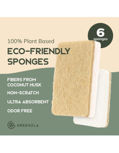 Esponjas de Cocina Naturales Greenzla - Paquete de 6 Biodegradables 2