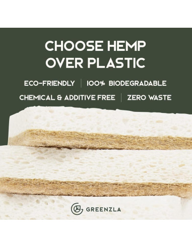 Esponjas de Cocina Naturales Greenzla - Paquete de 6 Biodegradables