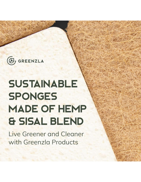 Esponjas de Cocina Naturales Greenzla - Paquete de 6 Biodegradables