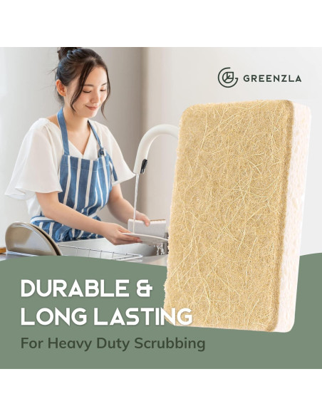 Esponjas de Cocina Naturales Greenzla - Paquete de 6 Biodegradables