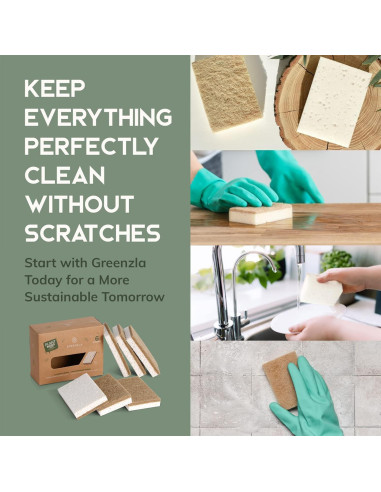 Esponjas de Cocina Naturales Greenzla - Paquete de 6 Biodegradables