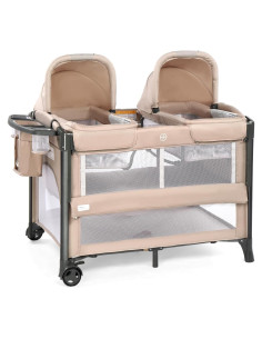 Cuna Gemela JOYMOR Beige Convertible Lateral y Parque