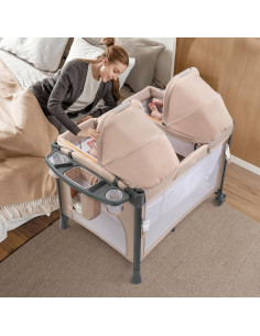 Cuna Gemela JOYMOR Beige Convertible Lateral y Parque 2