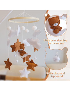 Móvil de Cuna HanMiaMia Oso Durmiendo Fieltro Hipoalergénico 2