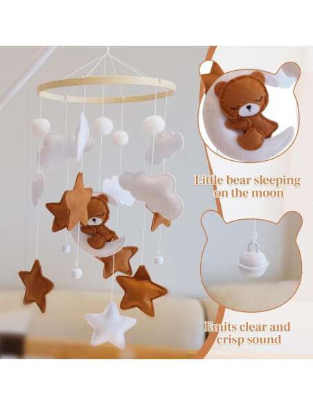 Móvil de Cuna HanMiaMia Oso Durmiendo Fieltro Hipoalergénico