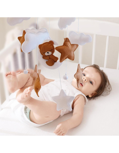 Móvil de Cuna HanMiaMia Oso Durmiendo Fieltro Hipoalergénico