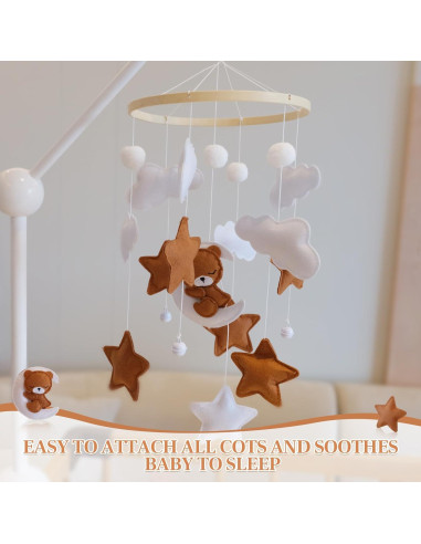 Móvil de Cuna HanMiaMia Oso Durmiendo Fieltro Hipoalergénico