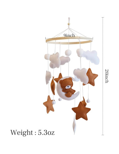 Móvil de Cuna HanMiaMia Oso Durmiendo Fieltro Hipoalergénico