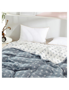 Manta de Muselina Ligera SHSYCER 100% Algodón Azul Individual 150x198cm