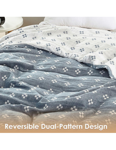 Manta de Muselina Ligera SHSYCER 100% Algodón Azul Individual 150x198cm