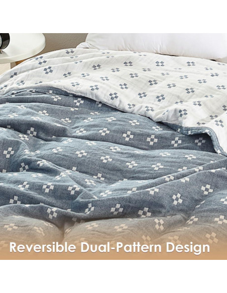 Manta de Muselina Ligera SHSYCER 100% Algodón Azul Individual 150x198cm