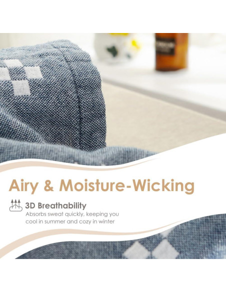 Manta de Muselina Ligera SHSYCER 100% Algodón Azul Individual 150x198cm