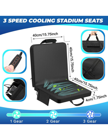 Asiento de Estadio Refrigerado Zubebe con Ventilador 3 Niveles