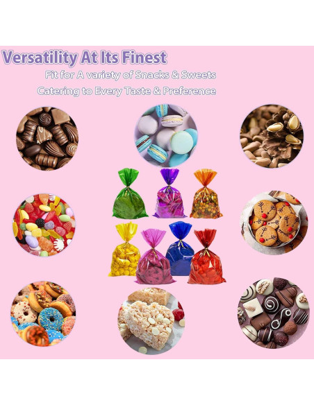 Bolsas de Celofán Azules prxififeq 100PC 15x23 cm con Cierres de Oro