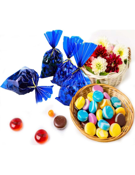 Bolsas de Celofán Azules prxififeq 100PC 15x23 cm con Cierres de Oro
