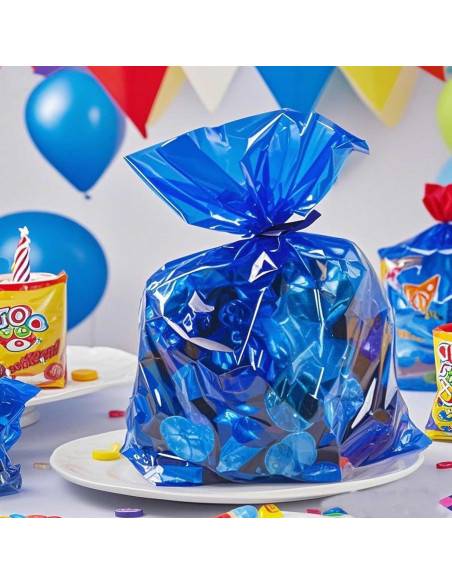 Bolsas de Celofán Azules prxififeq 100PC 15x23 cm con Cierres de Oro