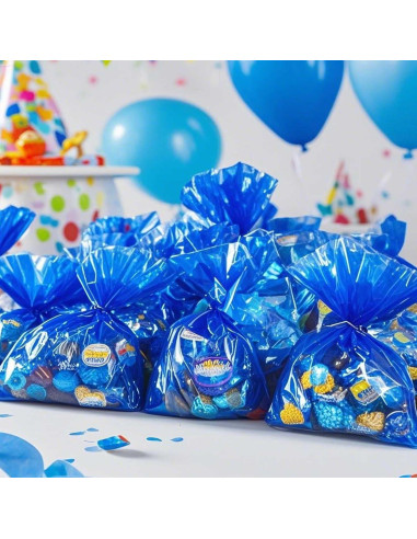 Bolsas de Celofán Azules prxififeq 100PC 15x23 cm con Cierres de Oro