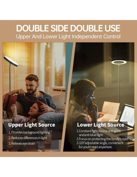 Lámpara de Pie LED Homakee HMK-A6-B 36W 3600LM Control Remoto