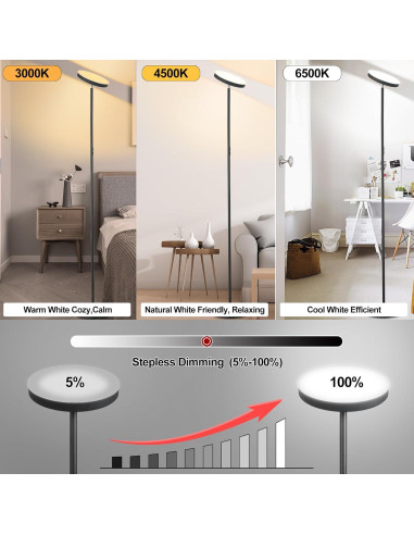 Lámpara de Pie LED Homakee HMK-A6-B 36W 3600LM Control Remoto
