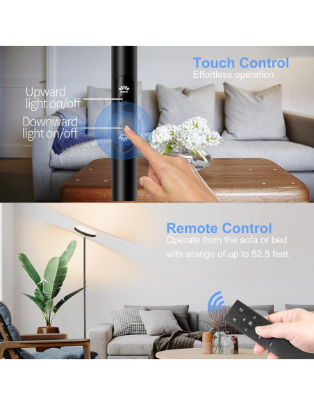 Lámpara de Pie LED Homakee HMK-A6-B 36W 3600LM Control Remoto