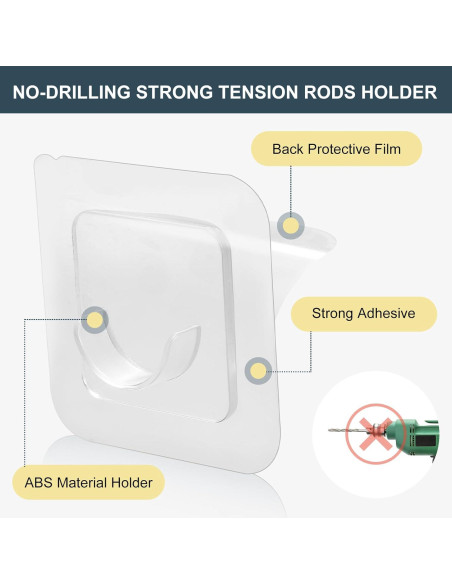 Soporte de Varilla de Cortina Adhesivo Goowin 6 Unidades 1"