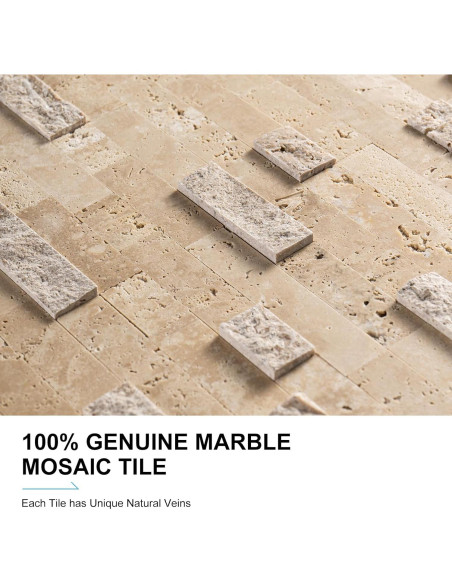 Azulejos de Mosaico 3D V-MOZZA Beige Mixto 5 Hojas 0.39m