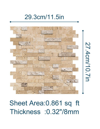 Azulejos de Mosaico 3D V-MOZZA Beige Mixto 5 Hojas 0.39m