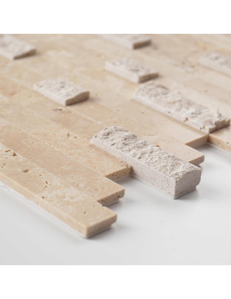 Azulejos de Mosaico 3D V-MOZZA Beige Mixto 5 Hojas 0.39m