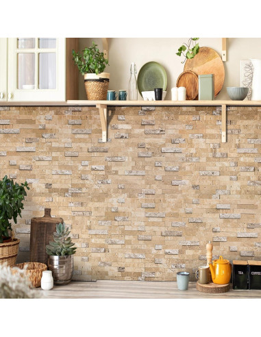 Azulejos de Mosaico 3D V-MOZZA Beige Mixto 5 Hojas 0.39m