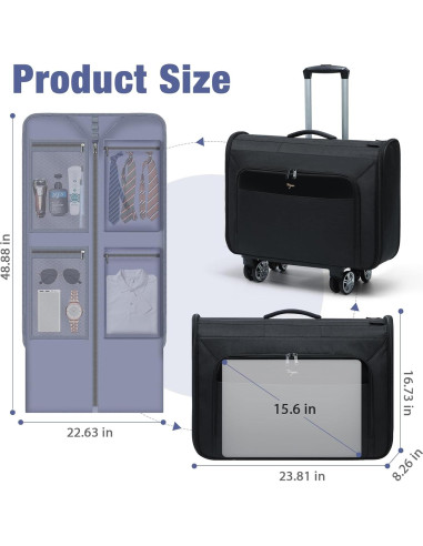 Bolsa Duffle con Ruedas Tonyeee 3 en 1 Negra 60.5x21x42.5cm