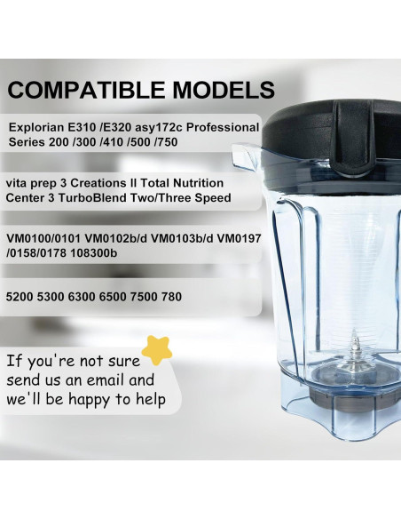 Jarra de Reemplazo Vitamix 64oz Senlee Bajo Perfil