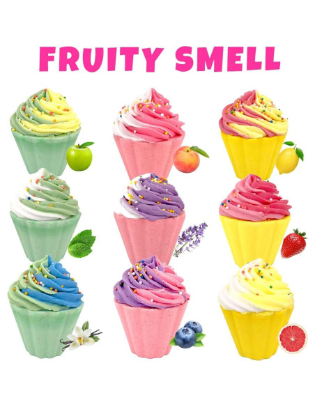 Paquete de 9 Bombas de Baño Cupcake con Joyería para Niños