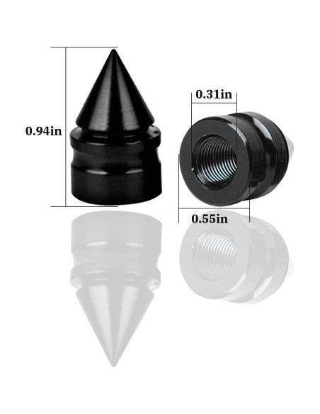 Tapas de Válvula de Neumático Osilly - Paquete de 8 Aluminio Negro