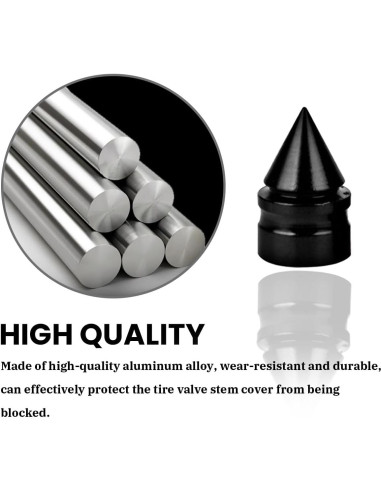 Tapas de Válvula de Neumático Osilly - Paquete de 8 Aluminio Negro