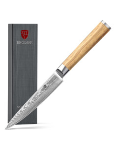 Cuchillo de Pelar BRODARK 13.97 cm Damasco Mango Madera Olivo